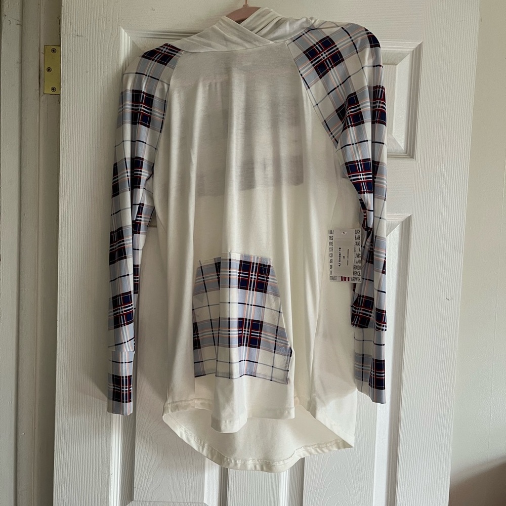 LuLaRoe Amber White and Plaid Hoodie